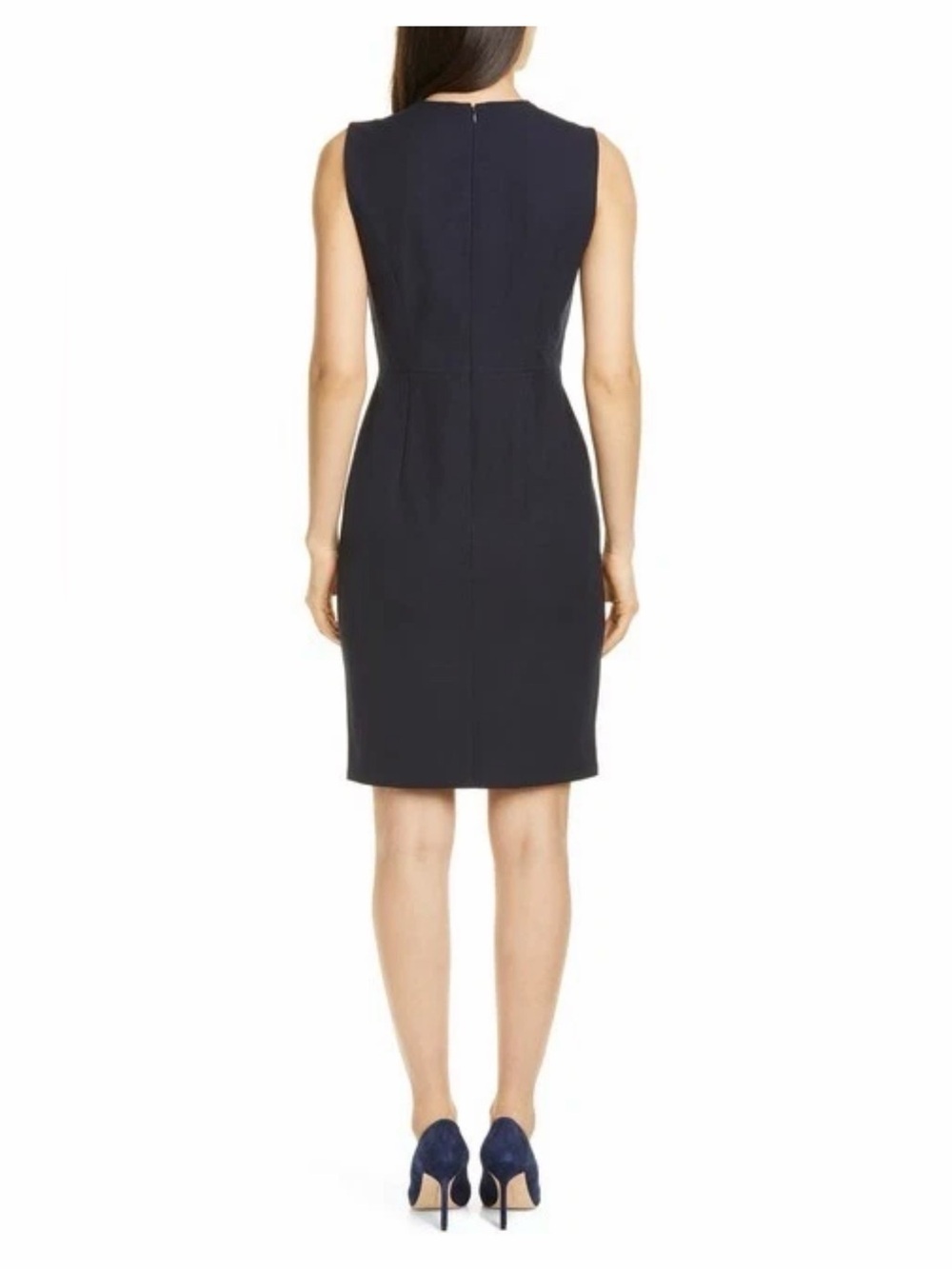 Nordstrom Signature Split Neck Cocktail Dress Black 6 - Picture 3 of 6